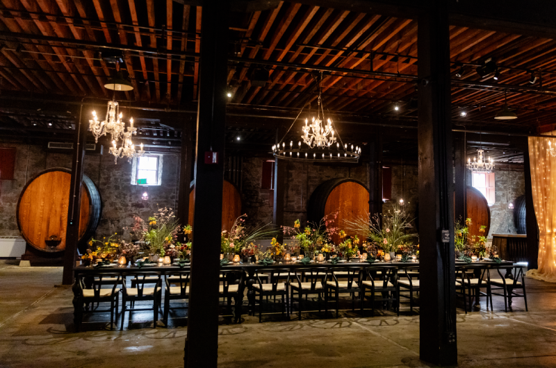 cia greystone the styled challenge napa ca table wideshot with barrels