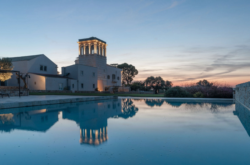 villa torre bianca exterior outdoor pool night