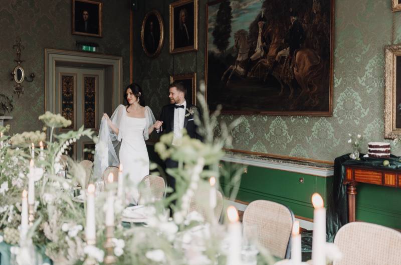 styled shoot shelbourne couple entering dining room