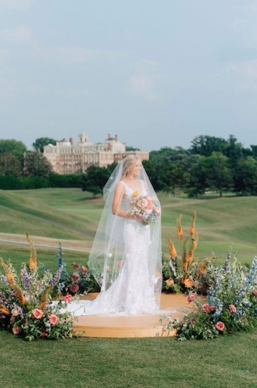 Hannah Burton and Victor Shaheen bride in veil