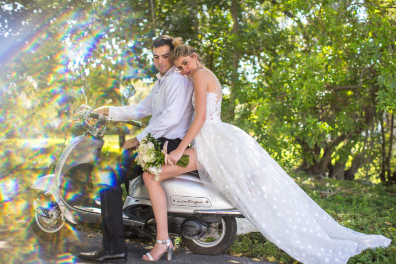 Styled shoots by southern bride conrad tulum mexico Michael Allen Masterclass bride on bike