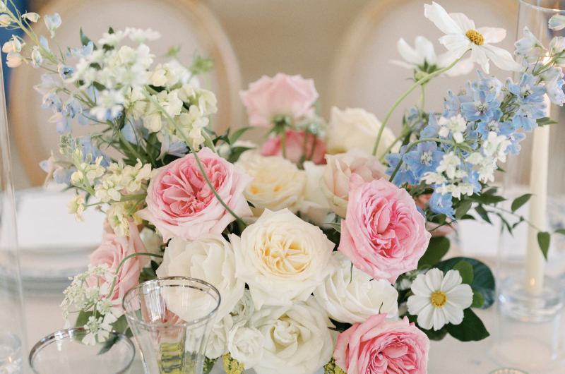 Timeless Elegance A Classic Blue & White Chinoiserie Inspired Styled Shoot in Boerne TX table bouquet