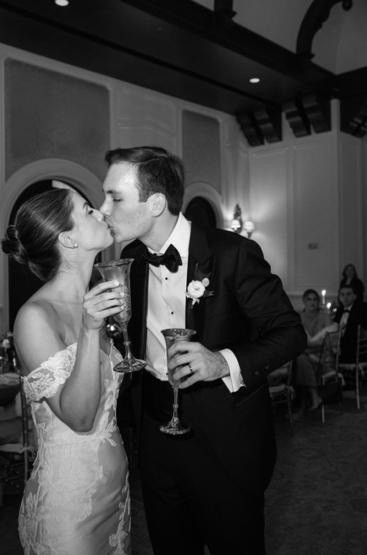 Julia Van de Bogart and John Rand Dorney real wedding couple embrace after party