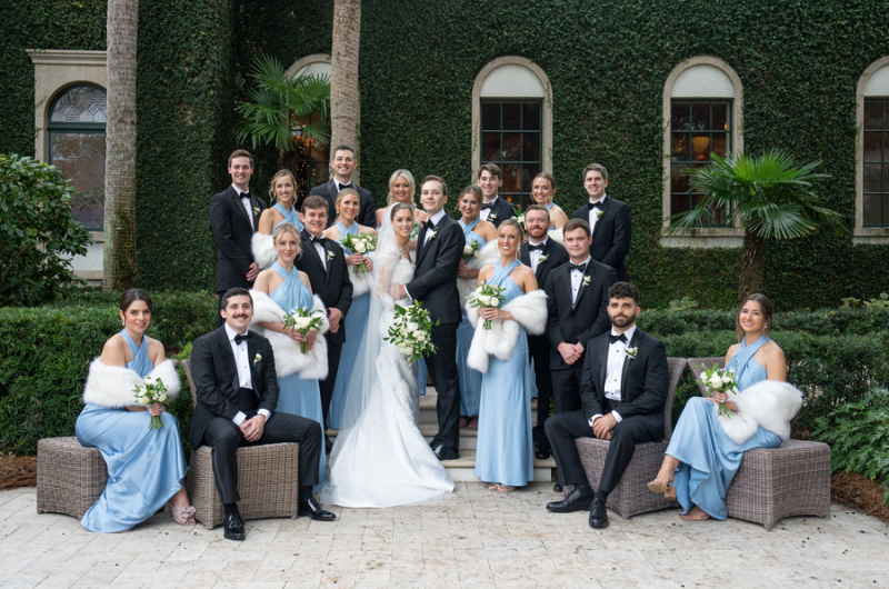 Julia Van de Bogart and John Rand Dorney real wedding group portrait