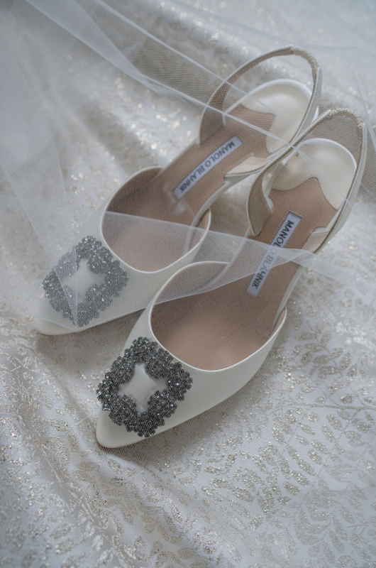 Julia Van de Bogart and John Rand Dorney real wedding manolo blahnik shoes