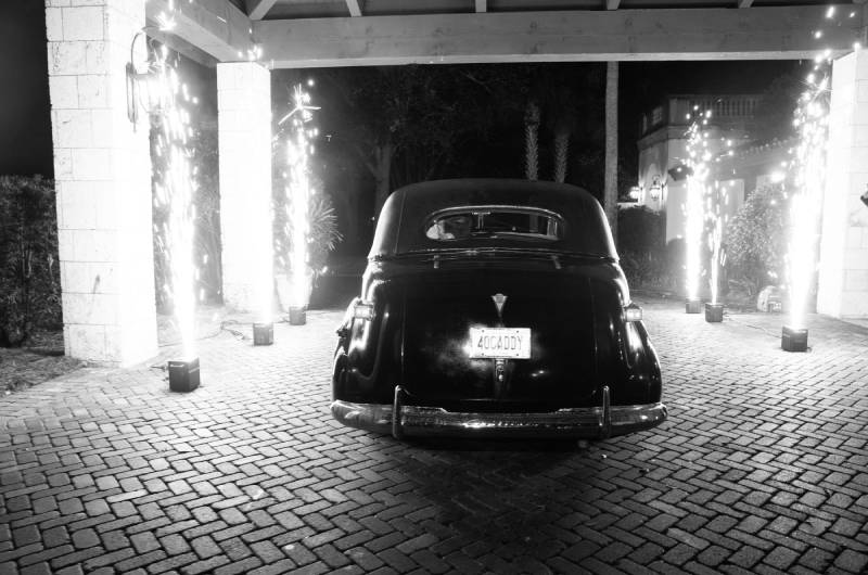 Julia and Rand Dorsey getaway car