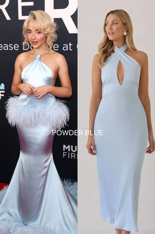 Grammy Inspired Dresses by Fifth & Park powder blue sabrina carpenter