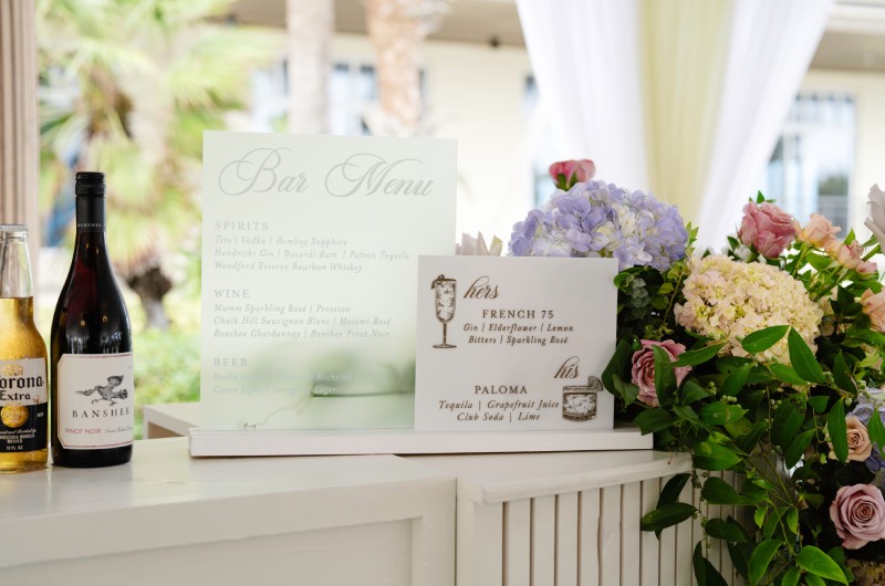 Lasting Impression Award Hammock Beach Reception Bar Menu