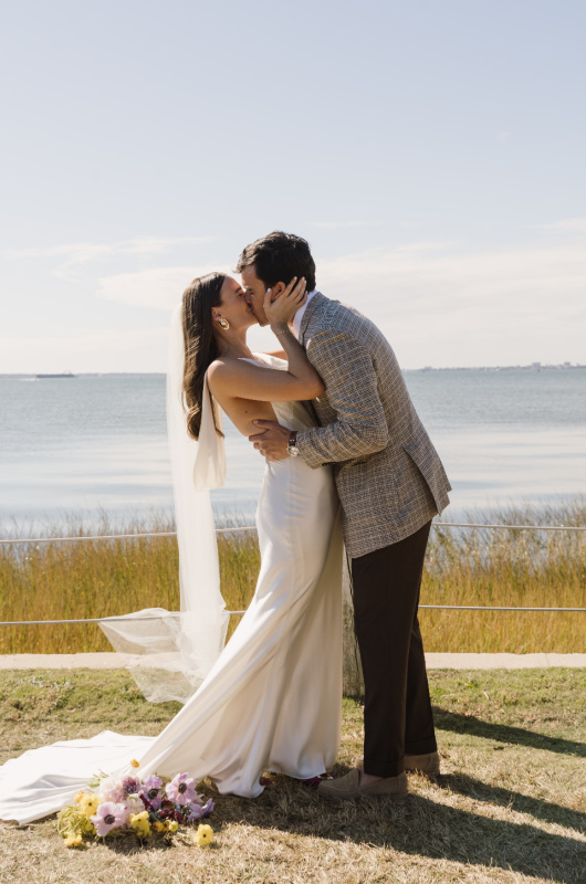 Tessa Soufrant and Ansel Huckabee Real Wedding ceremony kiss