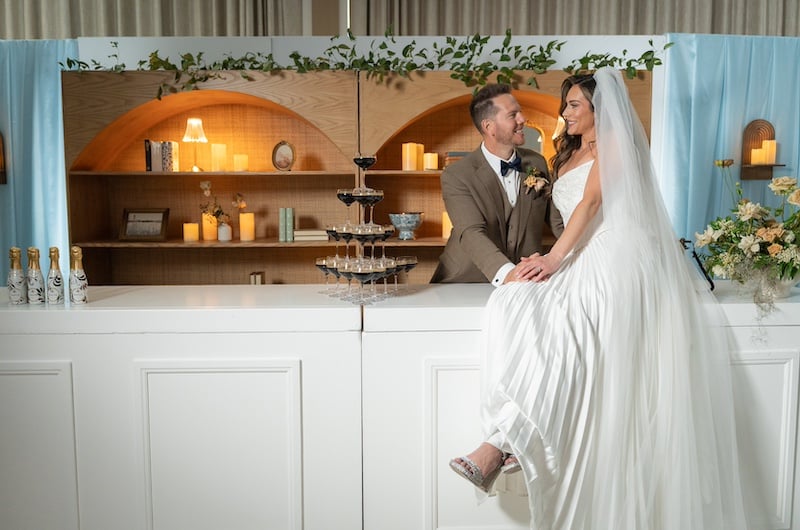 Brooke BriAnne Events Wins Lasting Impression Award, The Styled Challenge Las Vegas bride sitting on the bar Brooke BriAnne Events Wins Lasting Impression Award, The Styled Challenge Las Vegas bride sitting on the bar