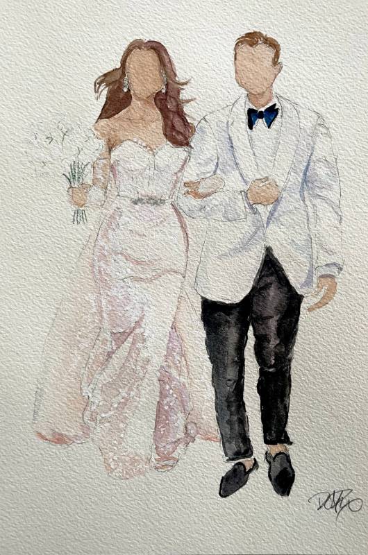 why live guest painting is the wedding art trend you didnt know you needed painted woman in a red dress why live guest painting is the wedding art trend you didnt know you neede bride and groom painting