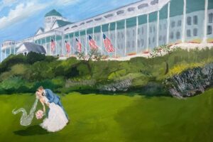 why live guest painting is the wedding art trend you didnt know you needed painted couple