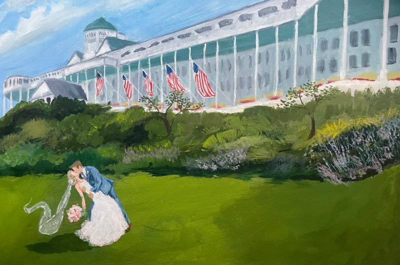 why live guest painting is the wedding art trend you didnt know you needed painted couple