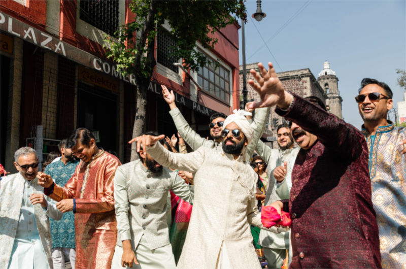 Magic in the City Traditional Indian Weddings at Andaz Mexico City sangheet in streets