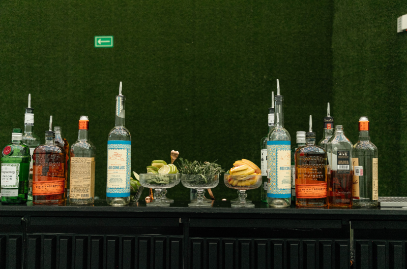 Magic in the City Traditional Indian Weddings at Andaz Mexico City wooftop reception bottles
