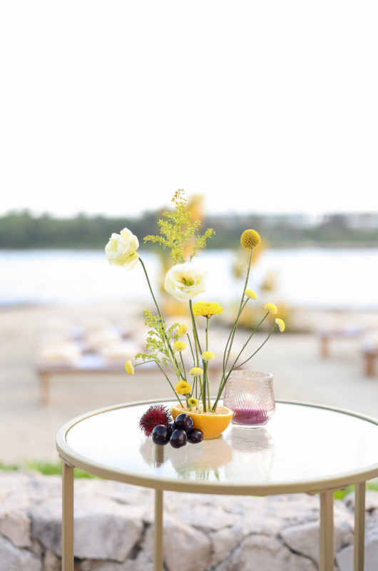 Jane Co Weddings Events Designs Lena Beach The Styled Challenge Tulum MX reception cocktail table and flowers