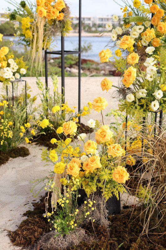 Jane Co Weddings Events Designs Lena Beach The Styled Challenge Tulum MX yellow roses
