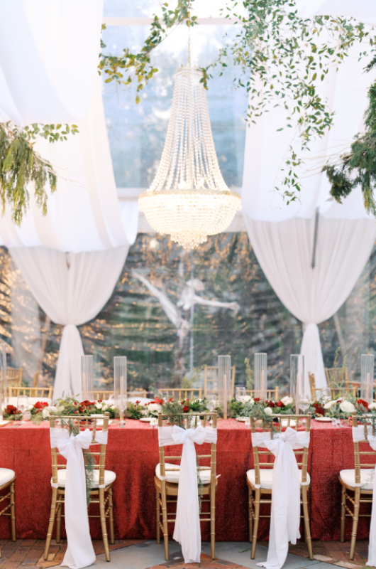 Holiday Magic Christmas Real Weddings Design Inspiration hanging chandelier