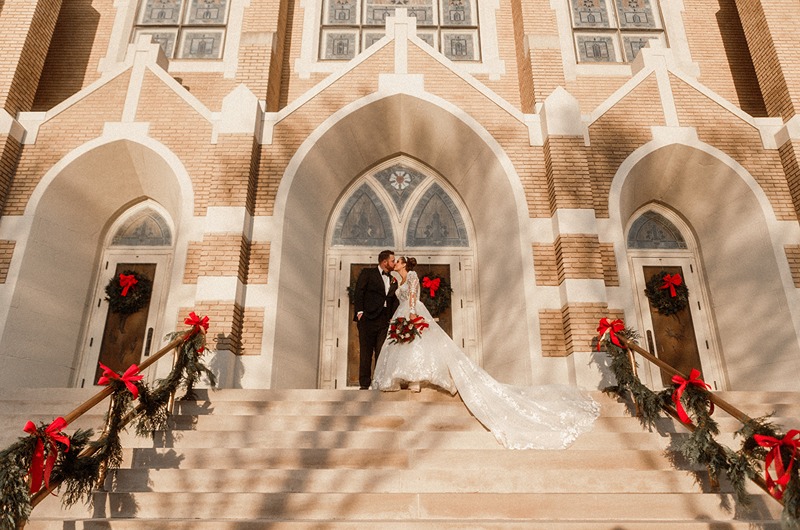 Holiday Magic: Christmas Real Weddings Design Inspiration laura joe church decorated for christmas