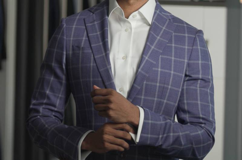 Groom Outfit Change Q&A With Menswear Expert Brad Bradley blue check suit