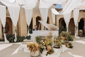 Europa Village Vienza elegant outdoor piano performance Temecula Styled Challenge By Southern Bride