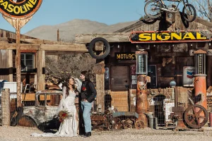 Goodsprings Ghost Town rustic wedding abandoned gas station desert landscape vintage style unique couple Las Vegas Nevada Trendsetter Series Southern Bride