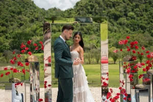 Innovations By Jandroz Designs The Belize Collection Stables & Yoga Deck romantic wedding outdoor elegant couple Belize Danielle