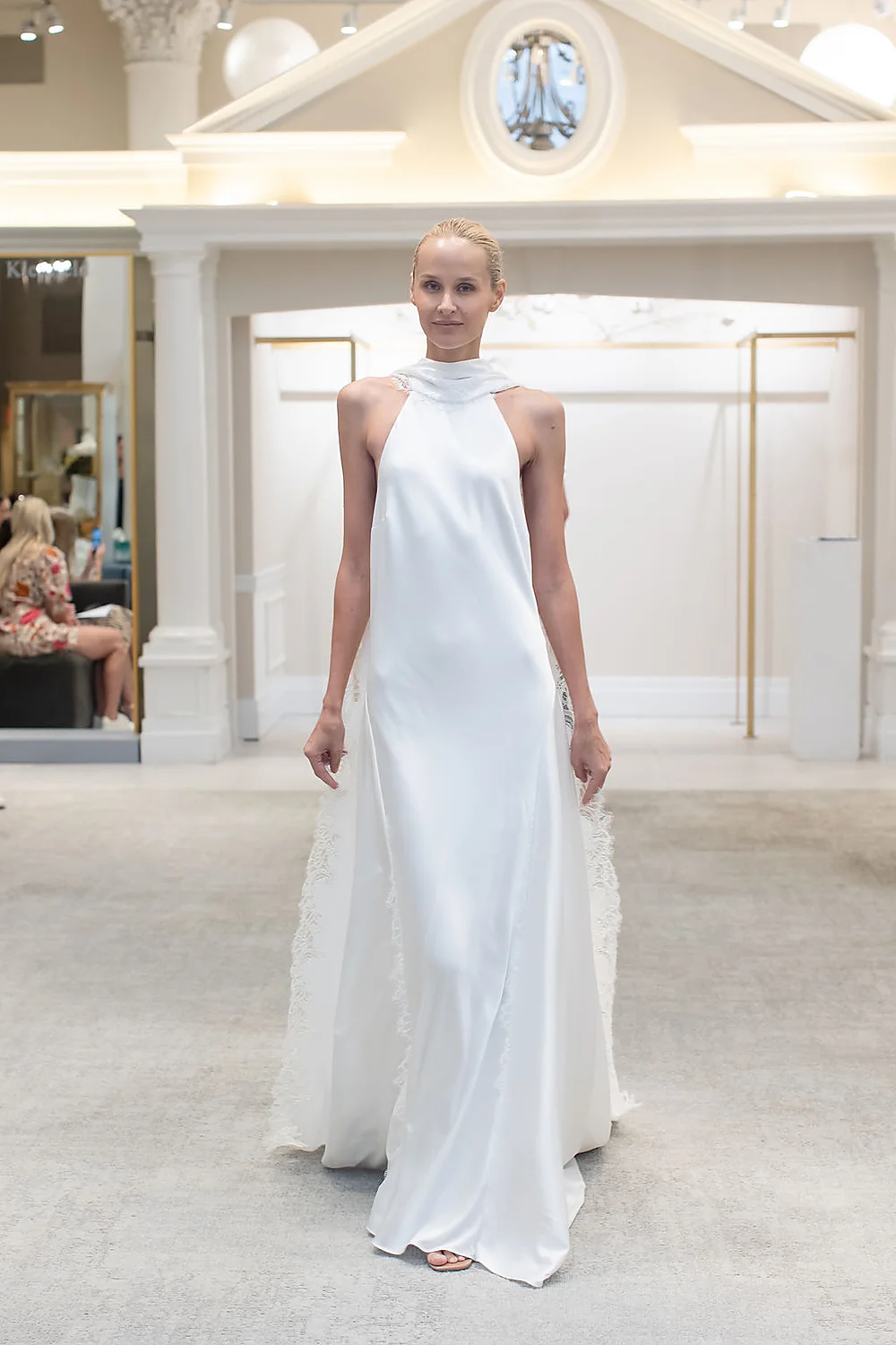 Inside The New Martina Liana X Kleinfeld Bridal Collection bridal halter sleek elegant runway Nyc Mlphotography
