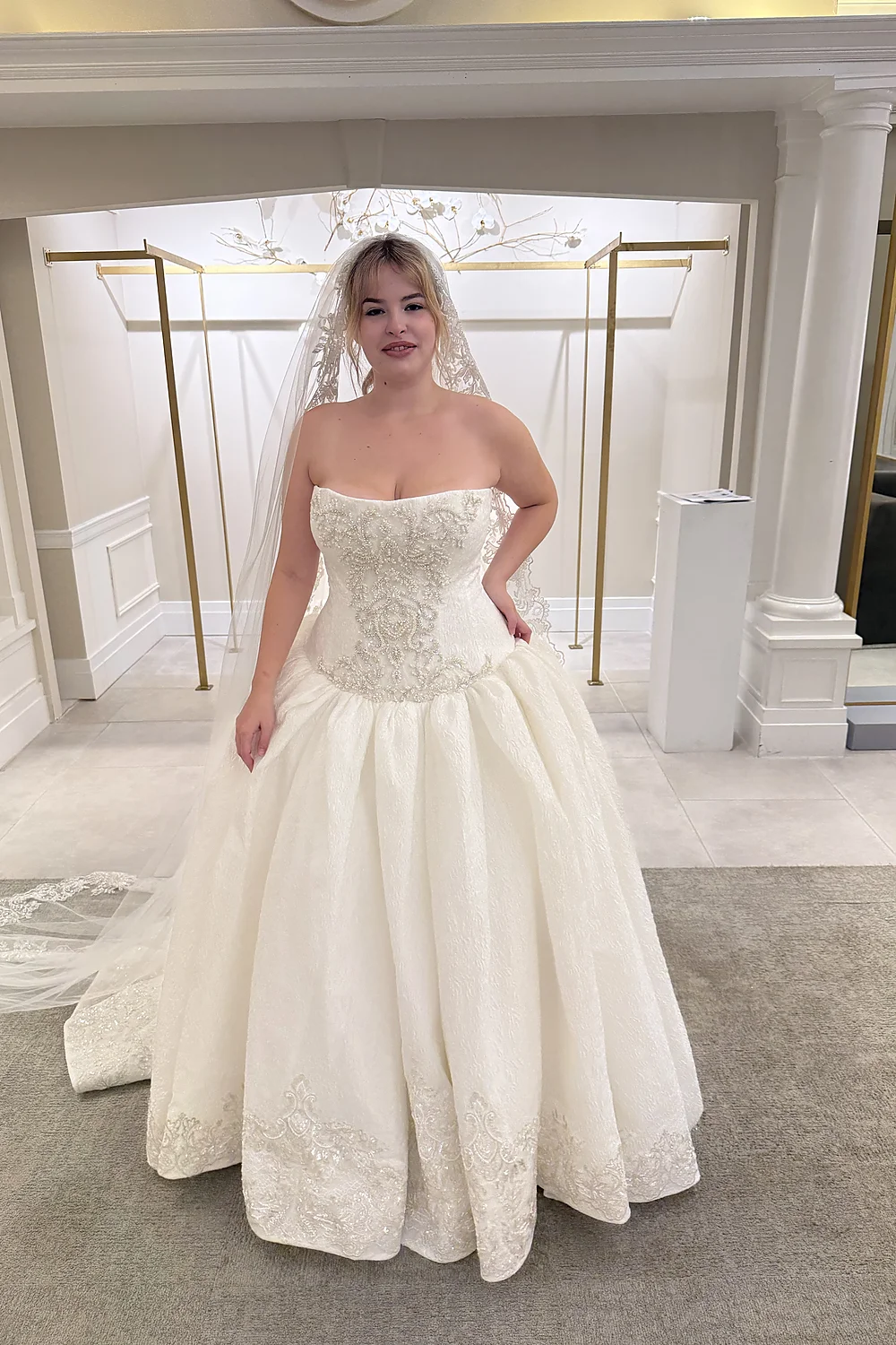 Inside The New Martina Liana X Kleinfeld Bridal Collection strapless wedding dress beaded bodice Nyc Mlphotography