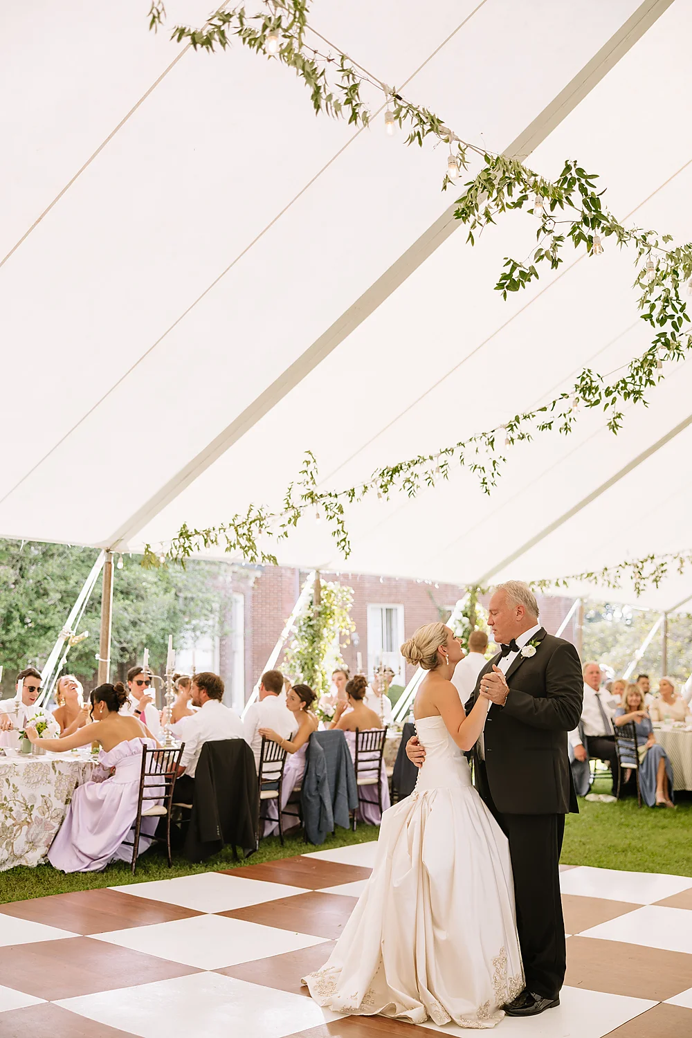 Liza Holley Jonathan Kosier bride father dance wedding tent Glendale Kentucky Rooted In Wild Photo