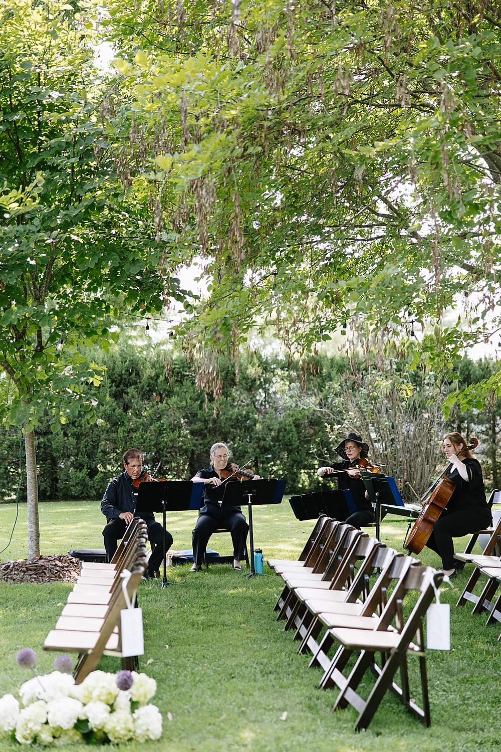 Liza Holley Jonathan Kosier outdoor string quartet performance Glendale Kentucky Rooted In Wild Photo