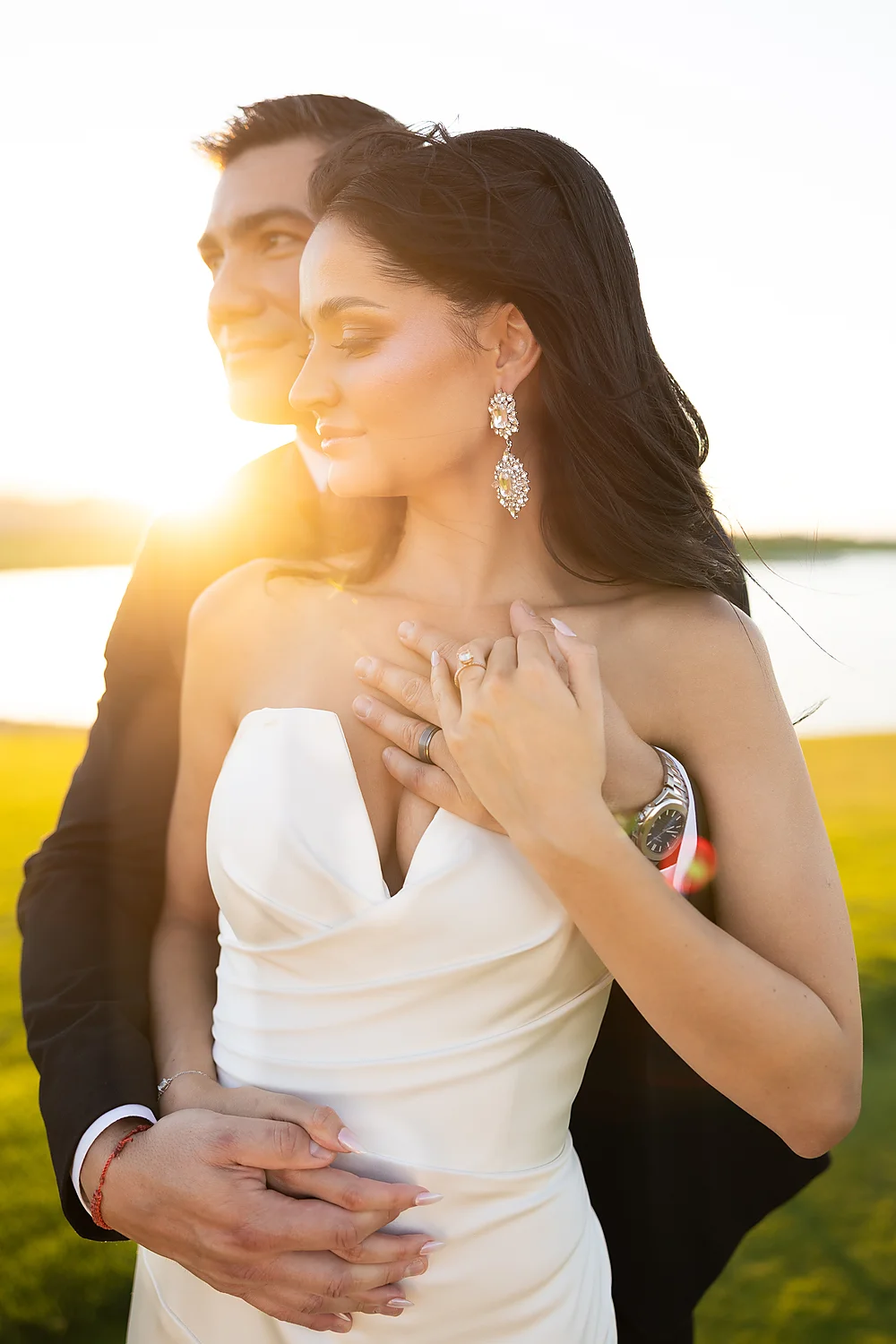 Love In Waves A Modern Luxury Wedding Editorial In Las Vegas romantic couple warm light