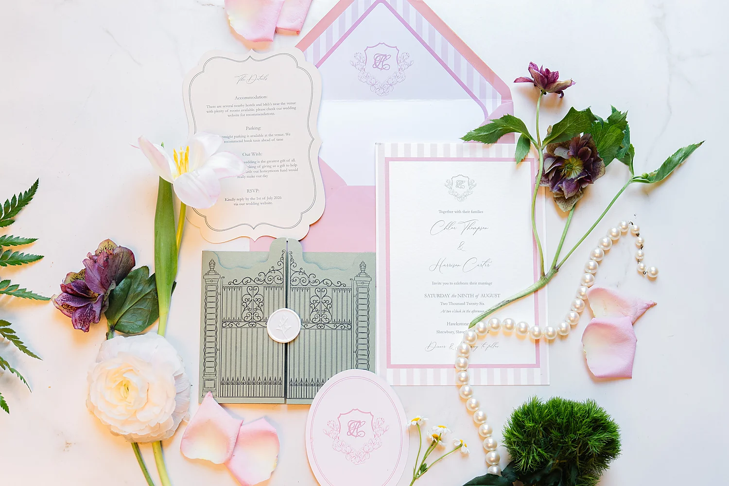 Stunning Brilliant Events Designs The Joule Trendsetter Series Dallas Tx elegant floral wedding invitation