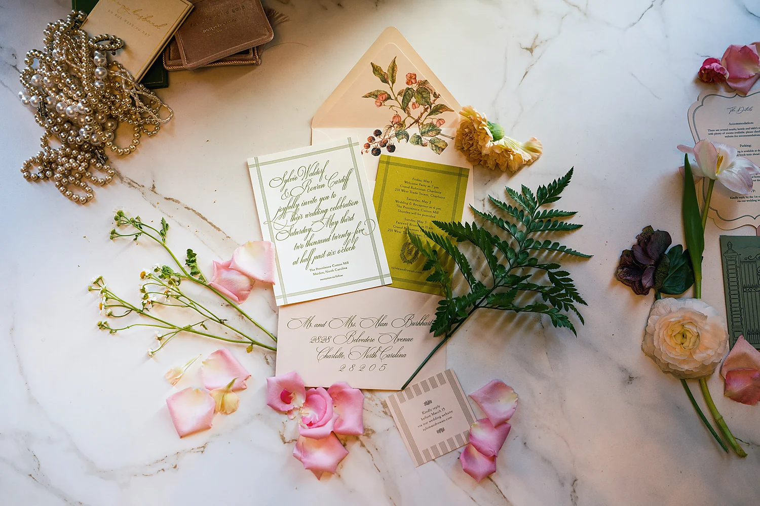 Stunning Brilliant Events Designs The Joule Trendsetter Series Dallas Tx wedding invitation flat lay