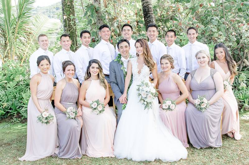 Lauren Miller And Matthew Yen Bride And Groom With Bridal Party