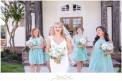 The Barefoot Bride bride and bridesmaids light teal