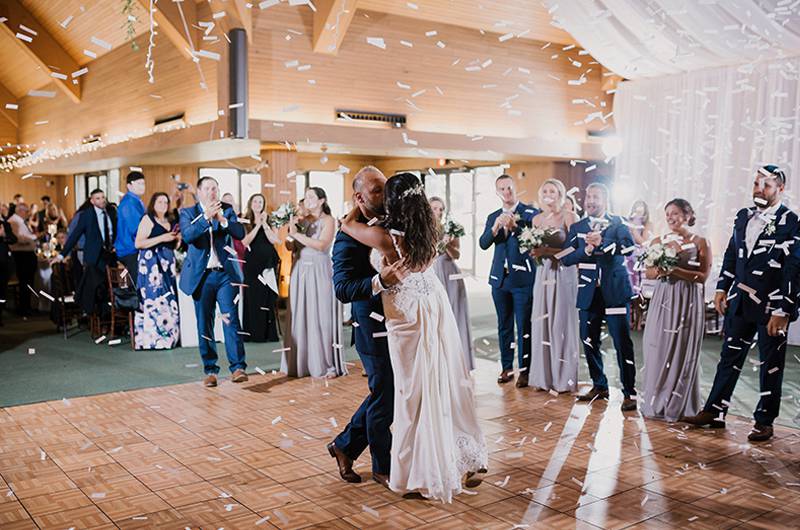 Tina Shtayyeh And Geno Tartell Bride And Groom Dancing Under Confetti During Reception