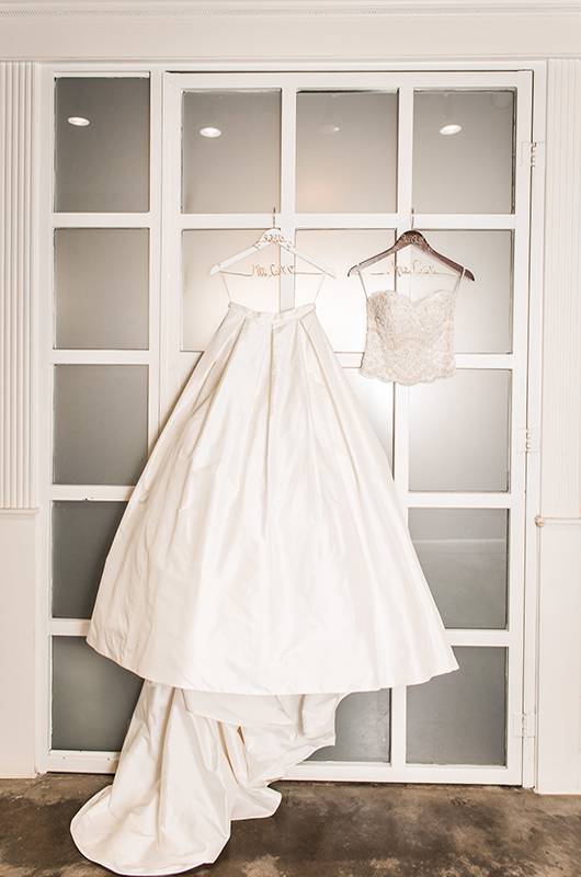 Kathryn Leona And Justin Stewart Cox Wedding Dress On Wire Name Hangers