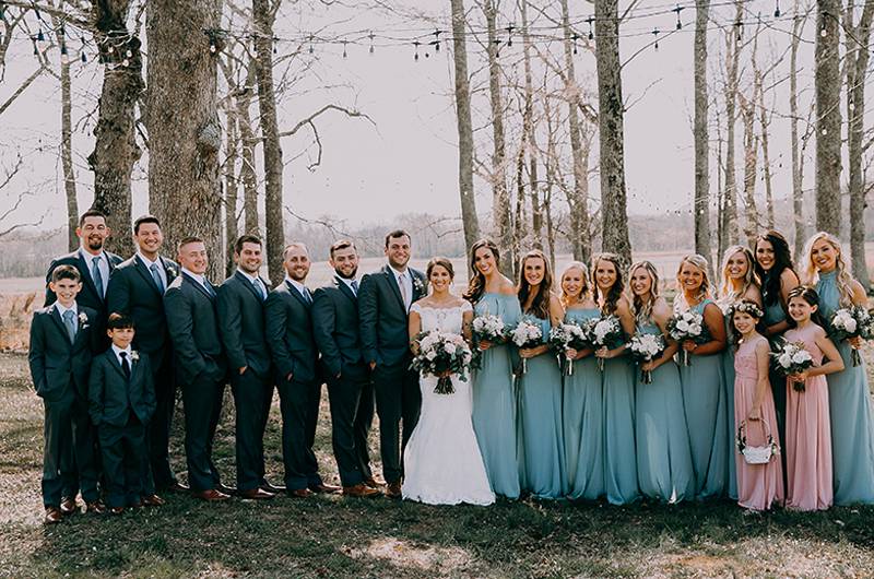 Katie Cannon & Cody Jordan Full Wedding Party Outdoor 