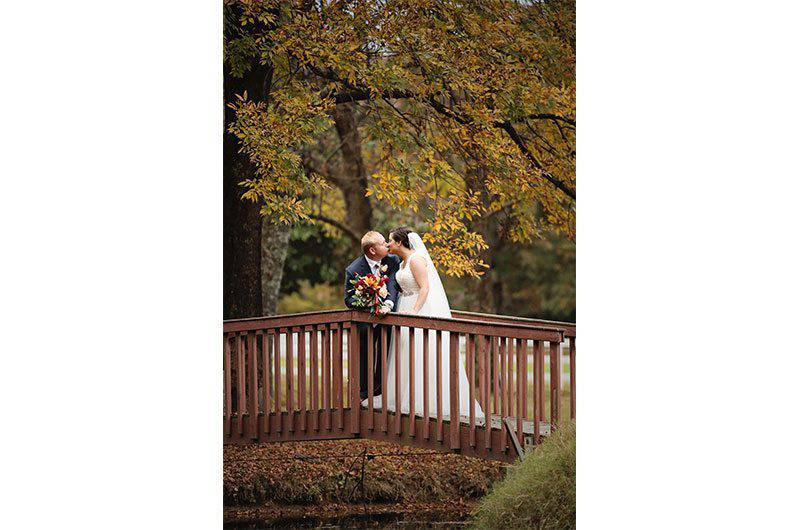 Maple Grove Farm bride and groom bridge