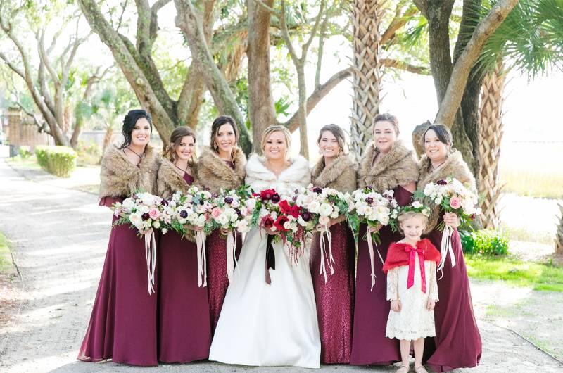Kristin Almond & Jay Brown Bride And Bridesmaids Outside