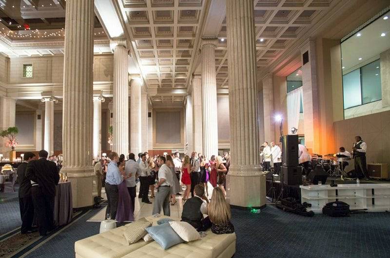 The Columns at One Commerce Square Dance floor tall ceilings live band performing