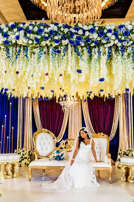Maya Alex And Shawn Kuriakose Bride Under Flower Chandelier