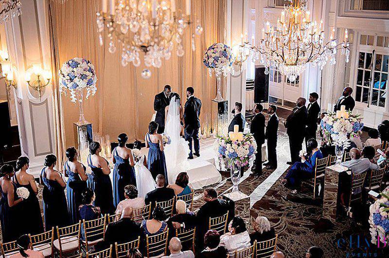 ellyB Events wedding ceremony crystal chandelier