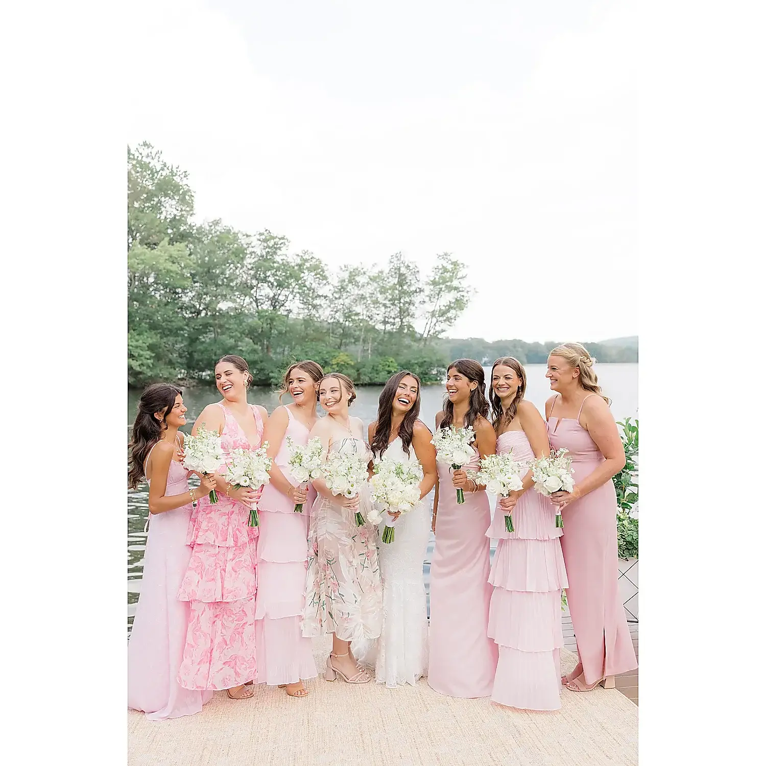 Susan Elizabeth Photography bridesmaids outdoor flowers pink happy Florida Wedding Photography