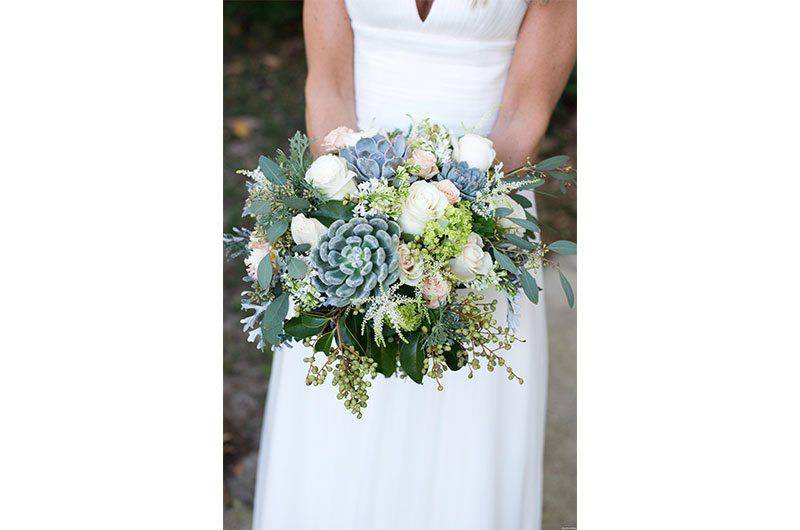 wildflowers inc green bouquet succulent eucalyptus leaves