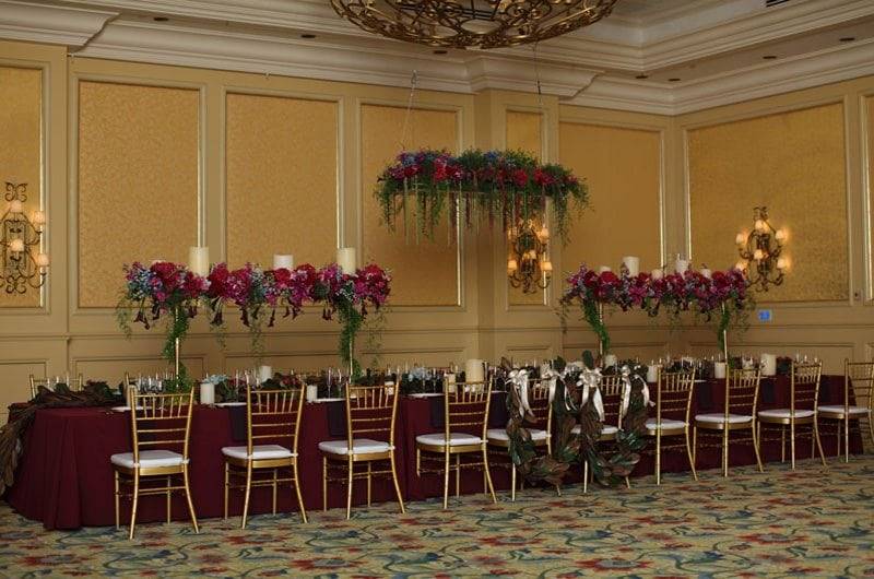 Beau Rivage Resort and Casino Reception Venue Seating Floral Arrangements