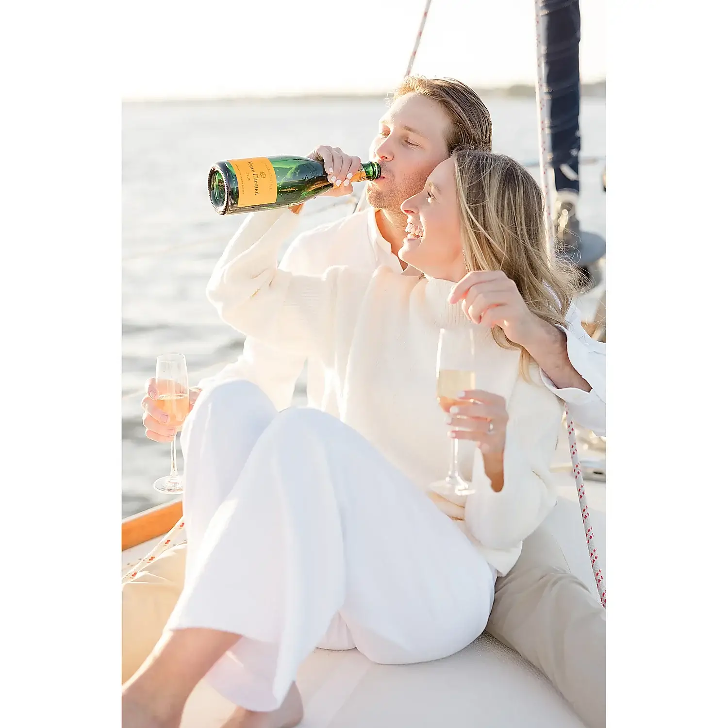 Susan Elizabeth Photography couple champagne sailing joyous Florida Wedding Photography