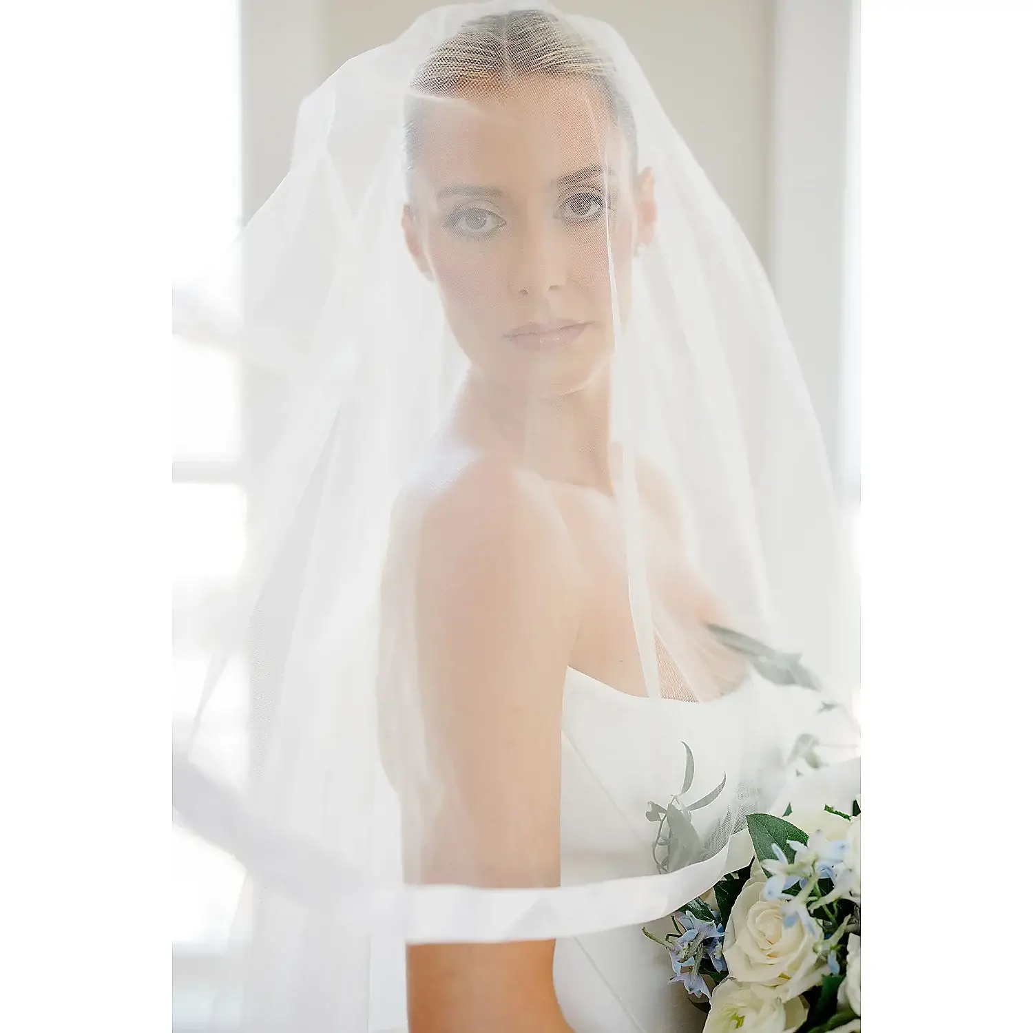 Susan Elizabeth Photography bride veiled serene bouquet Florida Wedding Photography