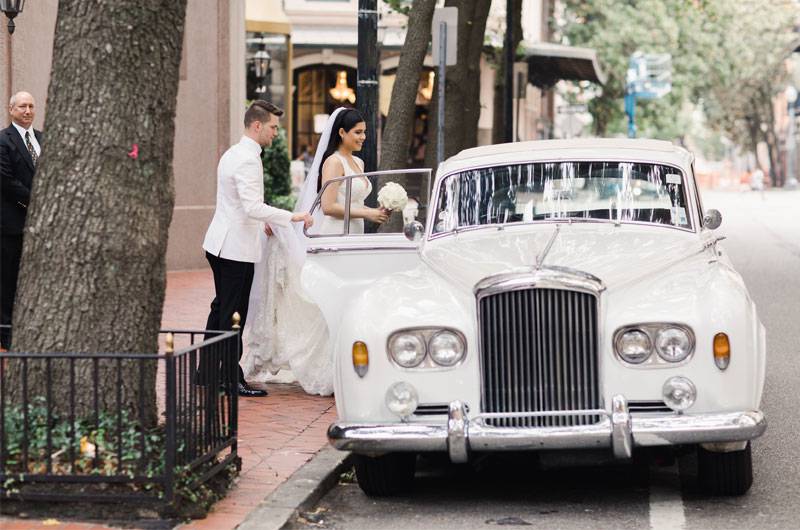 Diana Yovera & Michael Kjelsons New Orleans Real Wedding Bride And Groom Getaway Car